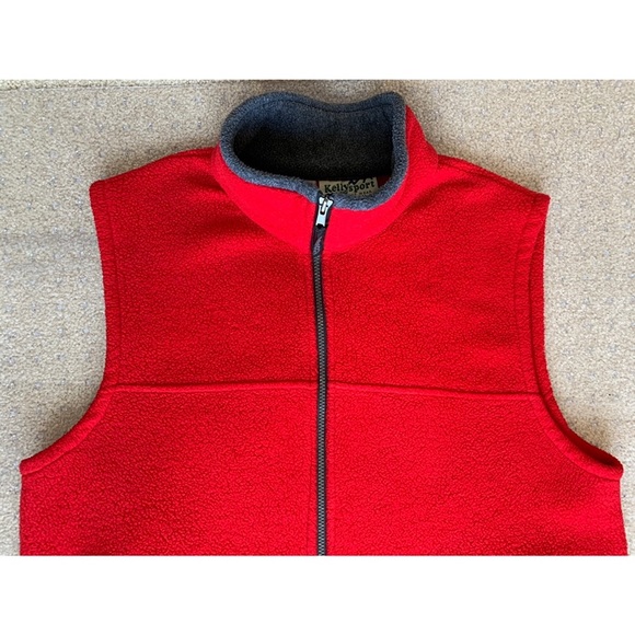 SOLD Vintage 90’s Fleece Vest High-Pile Red Size Large Extra Large Kelly Sport - Picture 3 of 9